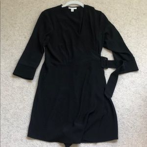 Black top shop wrap dress with belt
